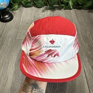 RNNR Hat Cap StrapBack Red 5 Panel Mesh Lightweight Adjustable Running Californi